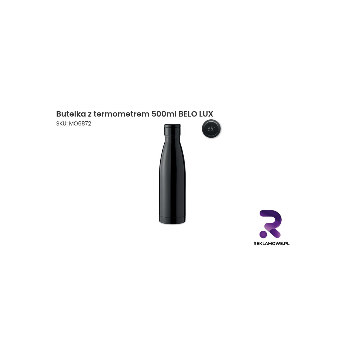 Butelka z termometrem 500ml BELO LUX Butelka z termometrem 500 ml BELO LUX - stylowa butelka na napoje z wbudowanym termometrem