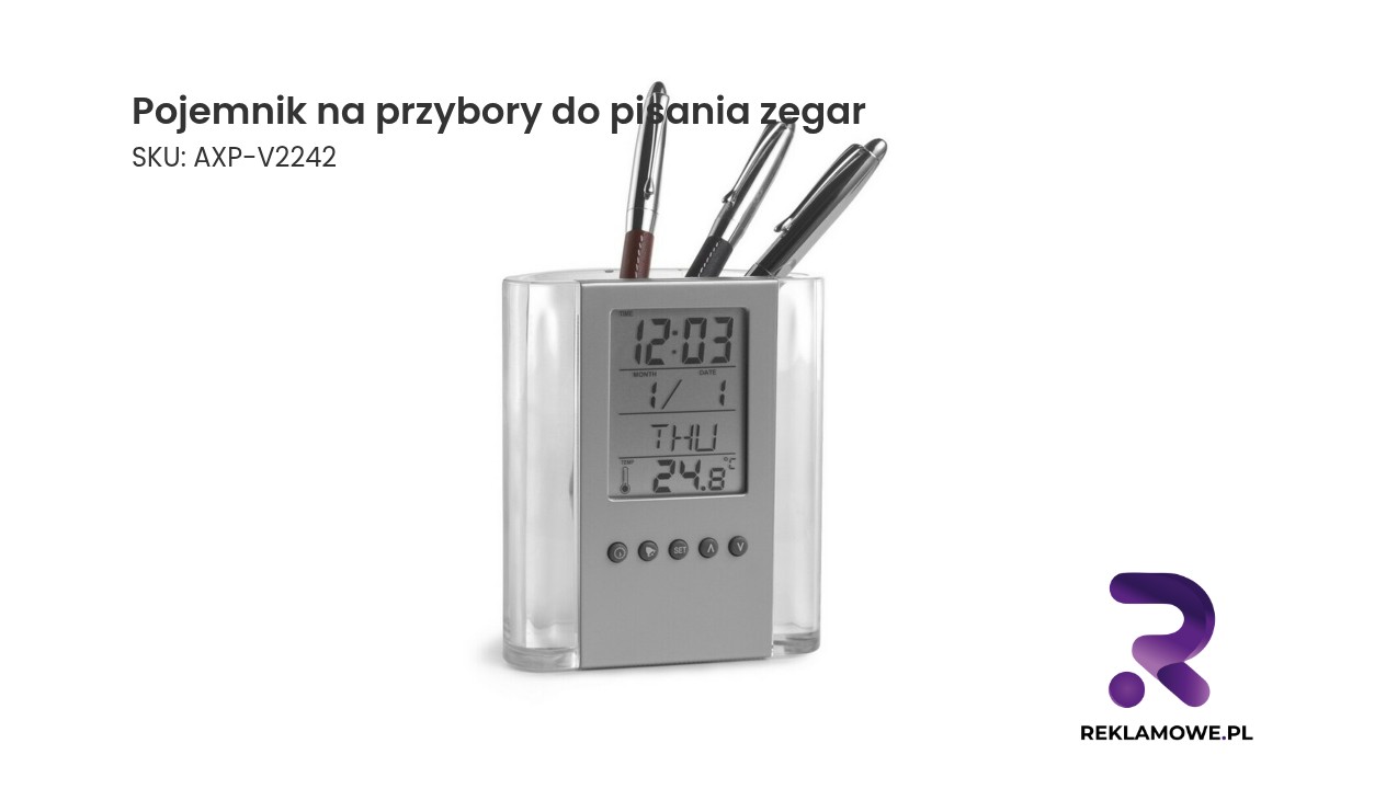 Pojemnik na przybory do pisania z wbudowanym zegarem